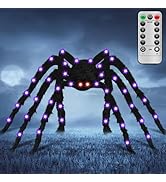 6.6Ft Halloween Decoration Light-Up Spider - 50 LEDs Giant Halloween Spider Decoration with Remot...