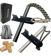 VVAAGG Flint and Steel Fire Starter Kit Survivor, 3/8" 1/2 inch Ferro Rods and Magnesium Rods wit...