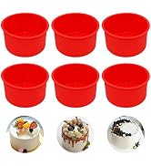 Staruby Silicone Cake Mold Baking Pan Round 4 Inch Non-Stick Bakeware Pan Reusable Cake Pan, Red,...