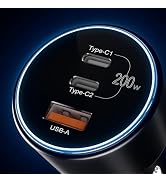 USB C Car Charger Fast Charging 200W, Dual PD 100W Type C Car Charger, PD3.0/QC4.0/PPS Cigarette ...