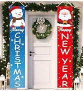 Christmas Decorations Happy New Year Decorations Merry Santa Snowman Banner Xmas Porch Door Sign ...