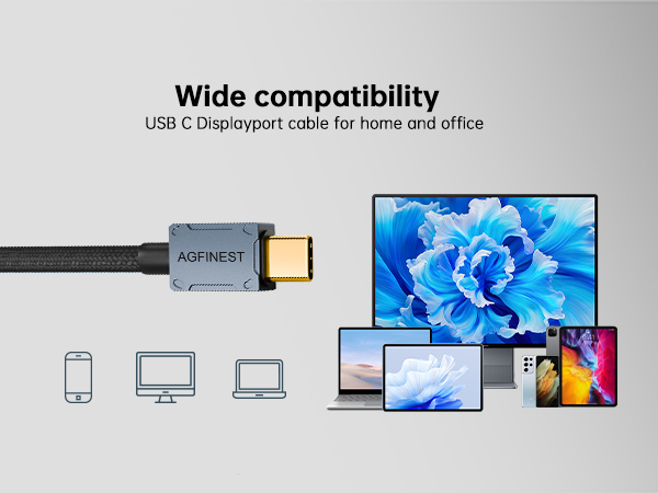 Wide compatibilityUSB C Displayport cable for home and office