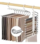 Upgrade 9 Layers Pants Hangers Space Saving, 2 Pack Pant Jean Hangers Organizer Non Slip Multifun...