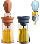 Oil Dispenser with Brush - 2 Pack Olive Oil Dispenser, 2 IN 1 180ml Glass Oil Dispensing Bottle w...