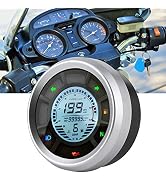 Qiilu Digital Gauge Motorcycle Speedometer Tachometer Odometer 12V 12000RPM 1-6 Gear LCD Digital ...