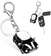 povtii Car Key Chain, Rhinestone Detail 3D Cute Car Model Keychain, Mini Cooper Metal Key Chain w...
