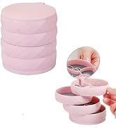YORJLBK Rotating Jewelry Organizer with 4-Tier Partitioned Storage, Small Jewelry Box with Multi-...