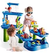 WATUDOU Water Table for Toddlers Kids 2 3 4 5 6 7 8, 5-Tier Sand Water Table with Rain Showers Po...