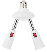 2 in 1 Light Socket Extender, Adjustable E26/E27 Bulb Extension Socket Adapter, 360° Rotatable & ...