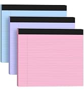 3 Pack Wide Legal Pads 11" x 9.5" (Landscape Format) Pink Purple Blue College Ruled Note Pad Narr...