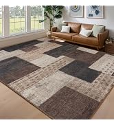 qulint Modern Outdoor Patio Rug, Geometric Indoor Area Rug for Living Room, Chocolate 8'x10' Non ...
