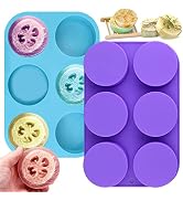 Moukiween Big Round Silicone Soap Molds, 3 Inch Cylinder Silicone Mold for Loofah Soap Making, Sh...
