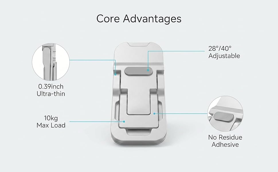 Folds flat & hides under laptop. Zero bulk, travel-ready in seconds.