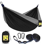 SZHLUX Camping Hammock Double & Single Portable Hammocks with 2 Tree Straps and Attached Carry Ba...