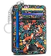 Kelvoris Cute Fox Flowers Credit Card Holder Small Wallet Women, Slim RFID Blocking Wallet Woman ...