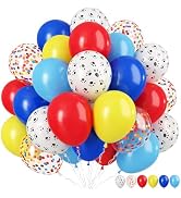 Dog Paw Balloons, 12 Inch Carnival Circus Balloons Red Yellow Blue and White Paw Print Puppy Ball...