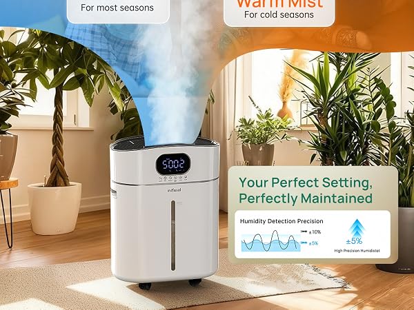 Air Humidifiers for Bedroom with Diffuser & Flame Light