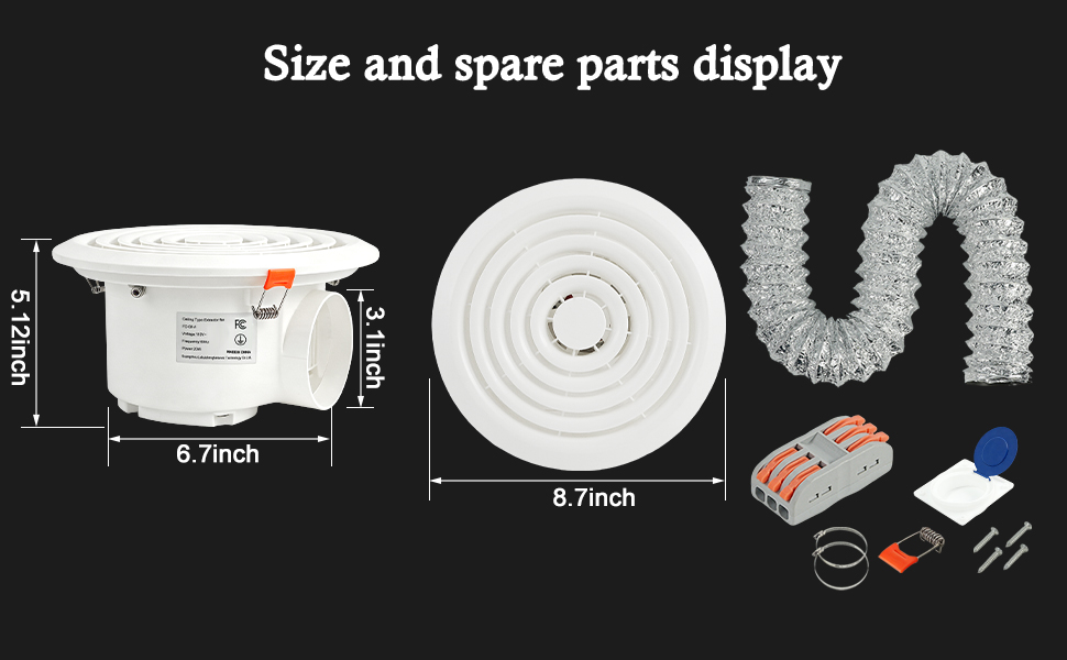 Size and spare parts display