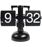 mooas Flip Desk Clock (Black), Retro Vintage Design Auto Flip Desk/Table Clock Large Number Batte...