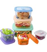 FUSMYE 6 Pack Full Silicone Food Storage Containers With Leakproof Lids, Clear Lunch Boxes, Reusa...