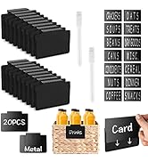 20 Pack Metal Basket Labels Set, Labels for Storage Bins Clip on, Removable Bin Labels, Pantry La...