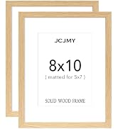 JCJMY 8x10 Picture Frame, Solid Wood Frame Set of 2, Display 5x7 with Mat or 8 x 10 without Mat, ...