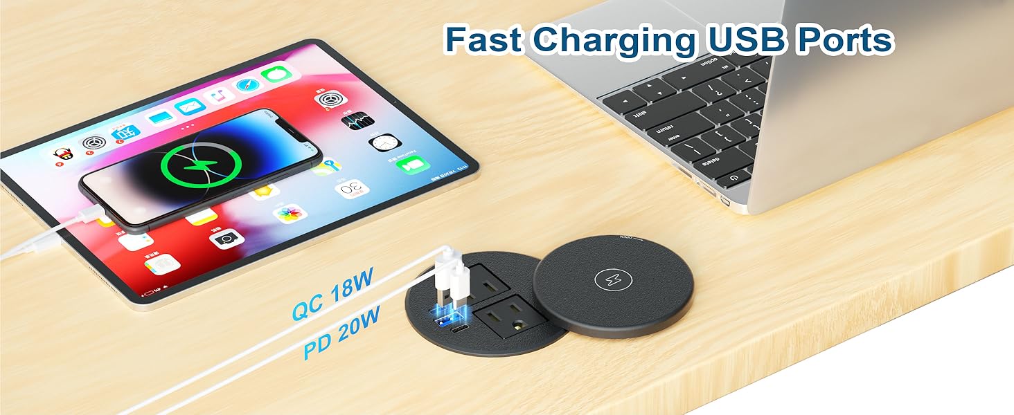desk power grommet with usb