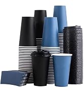 SIUQ 100 Pack 16 oz Disposable Coffee Cups with Lids and Sleeves, To Go Paper Cups for Hot & Cold...