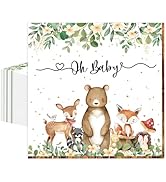 50 Pcs Woodland Baby Shower Paper Napkins 13 x 13 Inches, Oh Baby Disposable Luncheon Dinner Part...