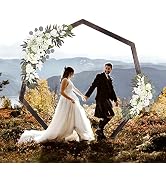 Wooden Wedding Arch 7.2FT, Heptagonal Wood Arch for Wedding Ceremony, Parties, Indoor, Outdoor, B...