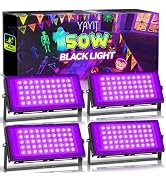 50W Black Lights with Switch+Plug, IP66 Waterproof, LED Blacklight Flood Light for Glow Party, Ha...