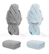 BEoffer 2 Pack Microfiber Hair Towel - 41 x 24 inches Super Soft, Absorbent, Fast Drying Without ...