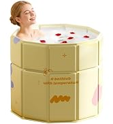 HLCZLUZ Portable Bathtub, Hot Ice Bath Tub Inflation-free, Shower Bathroom SPA Soaking Tub, Colla...