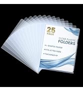 Sooez 25 Pack Clear Document Folder Project Pockets, Plastic File Folders Letter Size, Clear Slee...