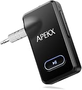 APEKX Bluetooth Adapter for Car, Wireless 3.5mm Aux Hi-Fi Audio Receiver with 15H Battery Life, f...
