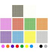 1/2" Small Colored Dot Stickers 1320 PCS Round Circle Stickers Small 10 Colors Coding Labels Mini...