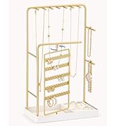 Lolalet Jewelry Organizer Stand, No Assembly Needed Jewelry Display Storage with Rotating Earring...