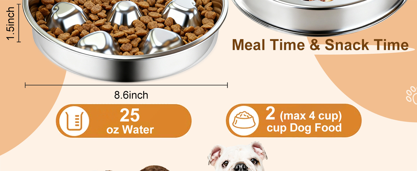 Stainless Steel Slow Feeder Dog Bowls