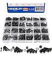 NINDEJIN M5 M4 M3 M2 Hex Socket Head Button Screw Bolts Nuts and Washer Assortment Kit, 1060PCS S...