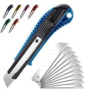 TIFICAL Box Cutter Retractable, Auto-Lock Utility Knife, 18MM Box Knife with 10 Blades, ABS Handl...