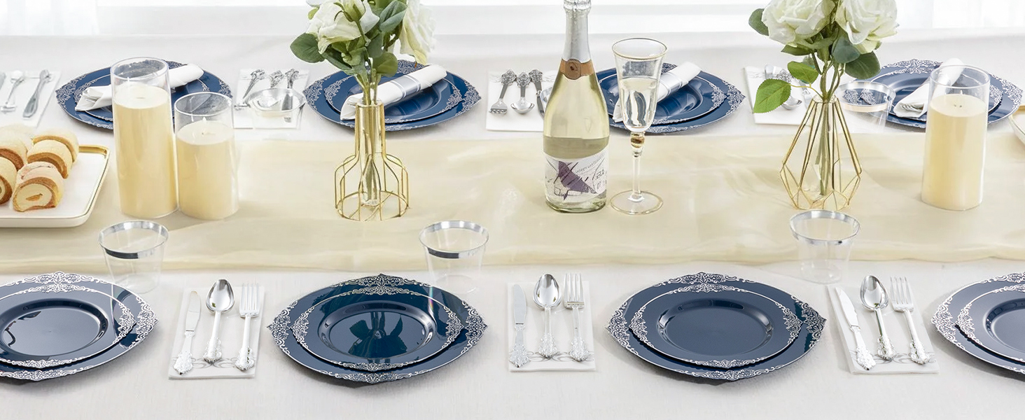 Navy Blue Plastic Plates