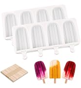 WMKGG Popsicle Silicone Molds Set, 2 PCS Ice Cream Molds with 50 Wooden Sticks for Cake Pop, Ice ...