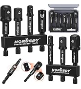 7-Piece High Torque Impact Socket Adapter & Magnetic Bit Holder Set, 1/4" Hex Shank Drill Socket ...