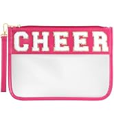 TESAFNG Cheer Bag - Clear Chenille Varsity Letter Flat Pouch with Zipper, Waterproof Clear PVC&PU...