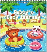 FUN LAVIE Cozy Coloring Book for Adults Relaxation – Featuring Fuzzy’s Cute Animal Travel Adventu...