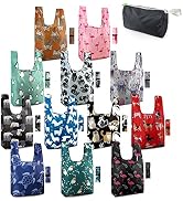 BeeGreen Reusable Grocery Bags Shopping Totes 12 Pack with Small bag Nylon Fabric Foldable Grocer...