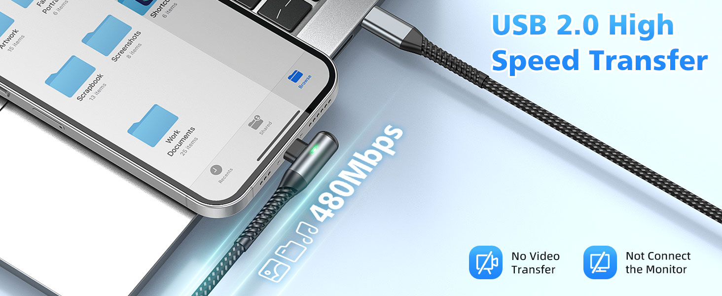 90 Degree USB C to USB C Dual Type C Cable