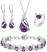 BriLove Jewelry Set for Bride, Sparkling Water Drop Cubic Zirconia Crystal Pendant Necklace Lever...