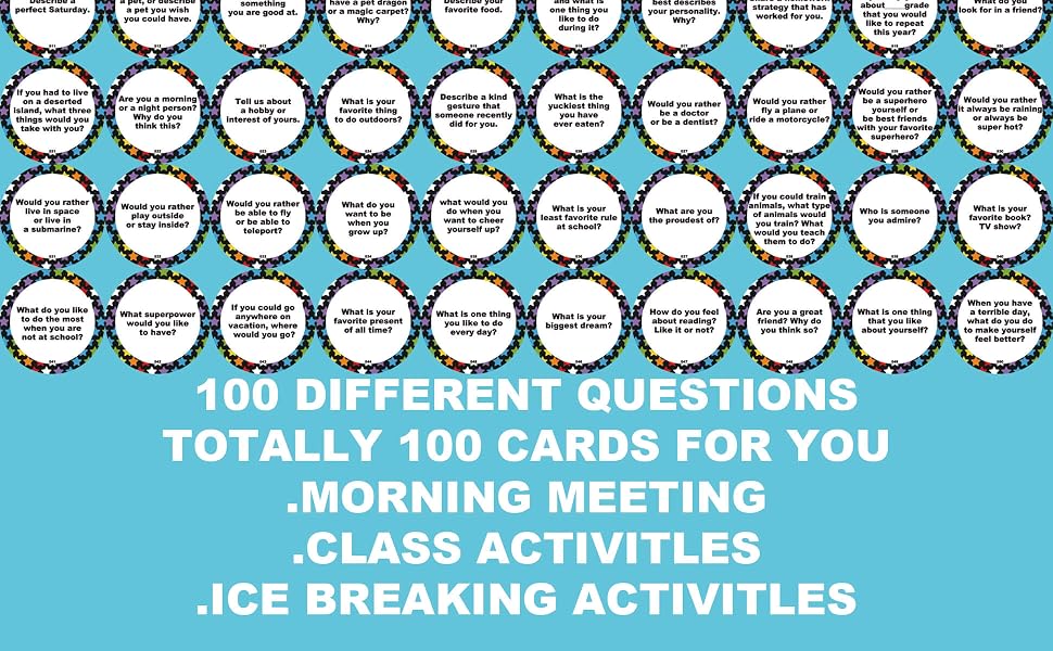 Morning Meeting Chips Questions Cards for Kids, Conversation Starters