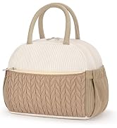 Coobiiya Cotton Quilted Lunch Bag,Cute Insulated Puffer Lunch Box for Women